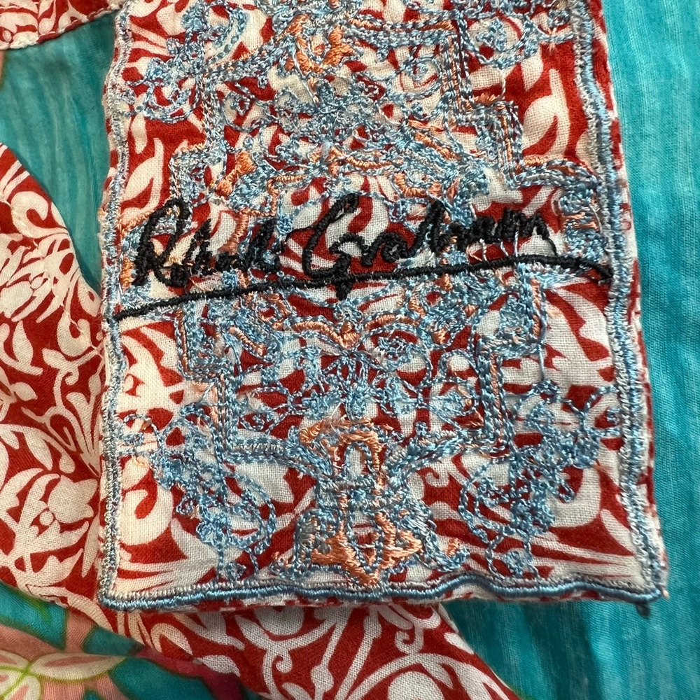 Robert Graham Silk/Cotton Collarless Short Dress - Picture 3 of 4